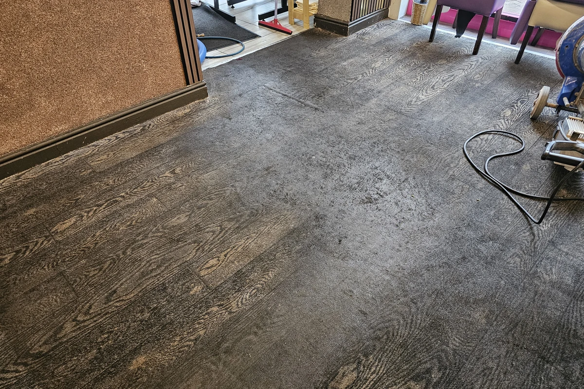 Commercial carpet before professional cleaning by Exact Clean