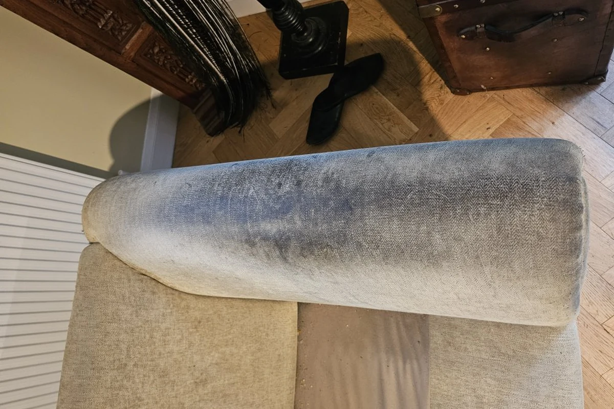 Second residential upholstery example before cleaning by Exact Clean