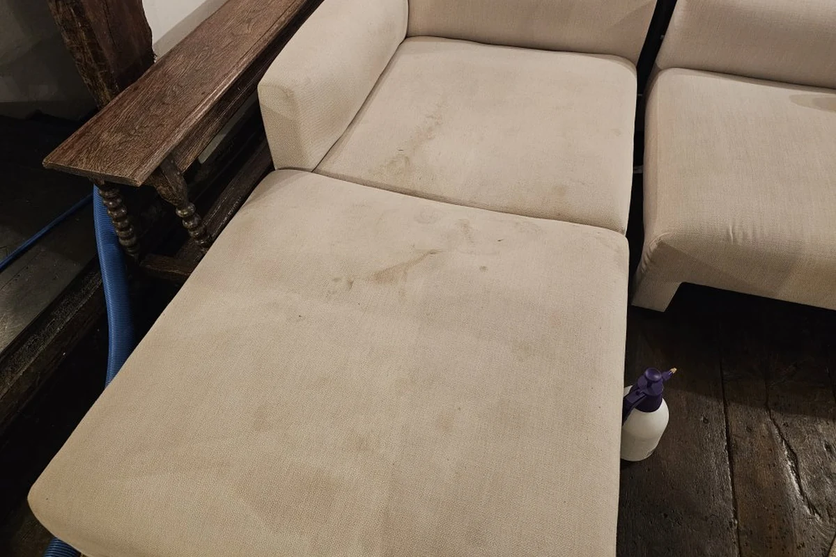 Residential upholstery before professional cleaning